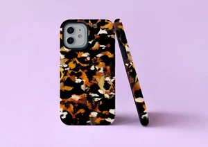 Tortoiseshell Amber Brown Animal Print Tough Phone Case/Cover For iPhone Samsung - Picture 1 of 4