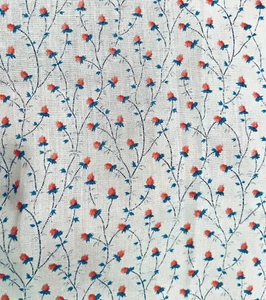 VTG Feminine Pink Bud Florals & Green on White Batiste Voile Doll Clothes BTHY - Picture 1 of 9