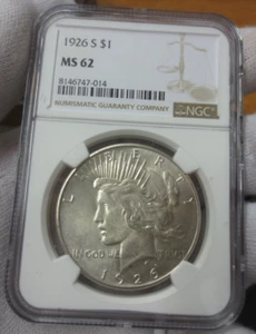 1926-S Peace Dollar NGC MS62 (014) - Picture 1 of 2