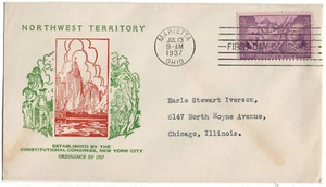 ESTADOS UNIDOS 1937 Cubierta muy fina de Marietta a Chicago #USC19 - Imagen 1 de 1
