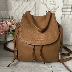 Beautiful Genuine Michael Kors Viv Tan Leather Backpack Bag - Picture 1 of 15