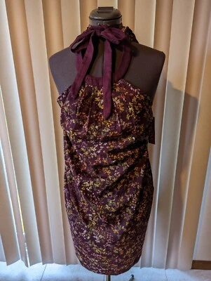NWT Merona Medium Sleeveless Dress Wine  Pleated Tied Neckline - Image 1 of 4