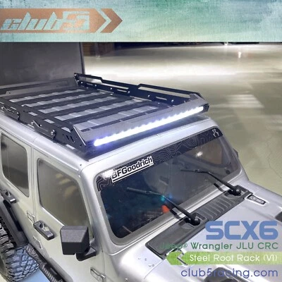 Rack de teto de metal (V1) com barra de luz dupla para SCX6 Jeep JLU Wrangler - Imagem 1 de 4