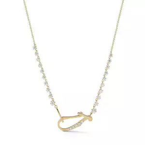 1.66CT Round cut VS1 Lab Grown Diamond 10k Solid Gold Statement line Necklace - Picture 1 of 9