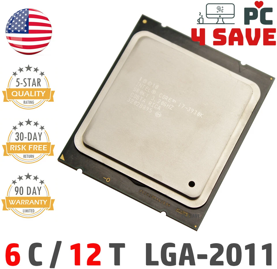 3rd Gen Intel Core i7-3930K CPU 3.20GHz ( Turbo 3.80GHz ) LGA-2011 SR0KY SR0H9 - Image 1 of 2