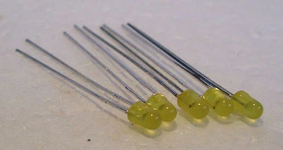 2K460 - 5 x 3mm 12 volts 11mcd Yellow LED - Light Emitting Diodes - Image 1 of 2