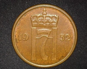 NORWAY 1952 5 ORE KM400 ABOUT UNCIRCULATED ~X74 - Picture 1 of 2