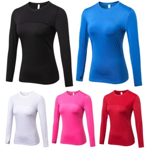 Women Mesh Long Sleeve Sports T-Shirt Fitness Running Yoga Activewear Sportswear - Picture 1 of 17