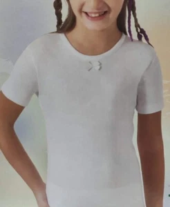 T-SHIRT BIANCA CALDO COTONE RAGAZZA - Picture 1 of 5
