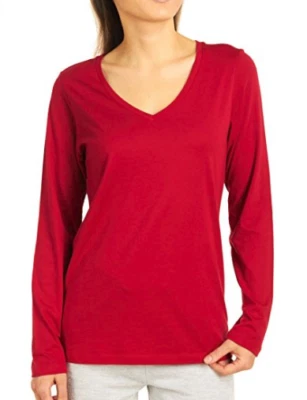 Hue Women's Modal Blend Long Sleeve V-Neck Sleep Shirt, Red, Size Small - Image 1 of 2