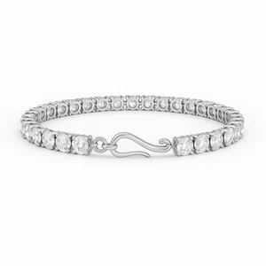 Moissanite Tennis Bracelet Solid 14K White Gold 7 CT Round Cut VVS1 - Picture 1 of 2