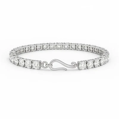 Moissanite Tennis Bracelet Solid 14K White Gold 7 CT Round Cut VVS1 - Image 1 of 2