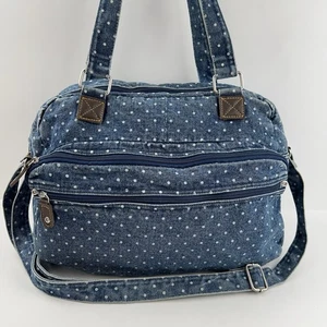 DENIM Weekender Tote Bag Hobo Handtasche groß Umhängetasche Reißverschlusstaschen gepunktet - Bild 1 von 24
