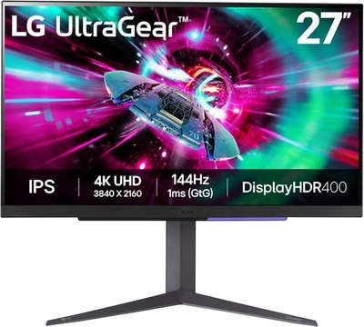 LG Gaming Monitor 27 inch 4K UltraGear IPS Monitor Black 144Hz HDMI DP - Used - Image 1 of 4