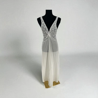 Vintage Undercover Wear White Nylon Lace Nightgown Lingerie Large Cottage Bridal - Image 1 of 4