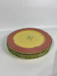 2002, Pfaltzgraff Stoneware "Pistoulet Red" Set/4 Dinner Plates by Jana Kolpen - Picture 1 of 4