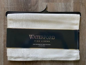 WATERFORD Fine Linens~NEW~Lunar~72 inch Table Runner~Ivory~NWT~14" x 72" - Picture 1 of 5