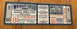 SELTENES VOLLES TICKET! 1947 MLB ALL STAR GAME AT CUBS/WRIGLEY - Bild 1 von 2