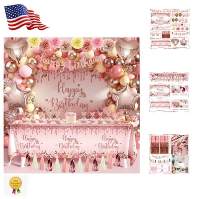 Suministros de fiesta de lujo oro rosa rosa rosa - perfectos para celebraciones de cumpleaños de niñas Foto 1 de 4