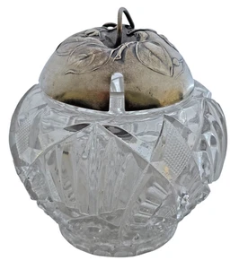Vintage MAUSER Sterling Silver / Cut Glass Jelly / Jam Jar FLORAL - Picture 1 of 5