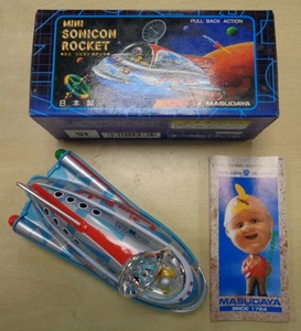 Vintage Masudaya Japan Mini Sonicon Rocket Tin Space Toy Boxed Working 1997 - Picture 1 of 10