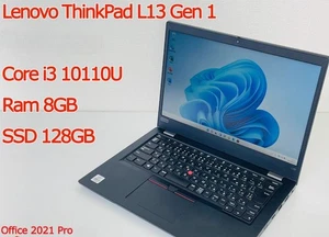 Lenovo ThinkPad L13 Core i3 10110U 2.10GHz RAM 8GB SSD 128GB 13.3in Win 11 Pro - Picture 1 of 8