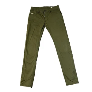 Mens Skinny Fit Chinos Diesel R-Troxer-A Stretch Green Wash Button Fly W30 L31 - Picture 1 of 11