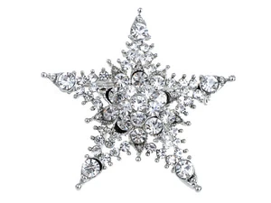 Twinkle North Star Light Silver Crystal Rhinestone Holiday Hot Pin Brooch Gift - Picture 1 of 6