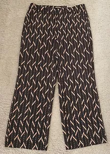 NWT CHICO'S Black Tan Drapey Elevated Mitre Print Wide Leg Pants 2.5 L 14 - Picture 1 of 2