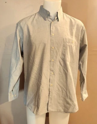#167 HAGGAR MEN'S 15/15.5 BEIGE  BUTTON UP DRESS SHIRT  LONG SLEEVES EUC - Image 1 of 4