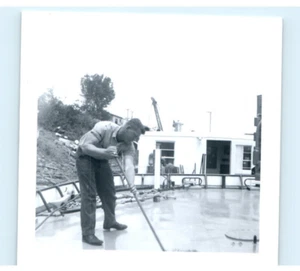 Vintage Photo 1956, USCG Sailor Mopping CGC Sycamore, 3x3, B&W - Picture 1 of 2