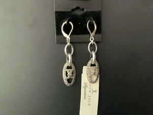 judith jack earrings 925 Sterling Silver Logo Marcasite Dangle Drop NEW - Picture 1 of 2