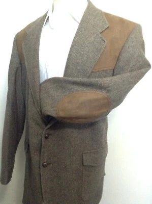 PENDELTON MENS HERRINGBONE BROWN WOOL BLAZER/SPORT COAT SUEDE ELBO PATCH, SZ 48L - Image 1 of 4