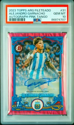 PSA 10 TOPPS Fileteado Alejandro Garnacho #31 Pink Tango Auto RC 2023 - Image 1 of 2