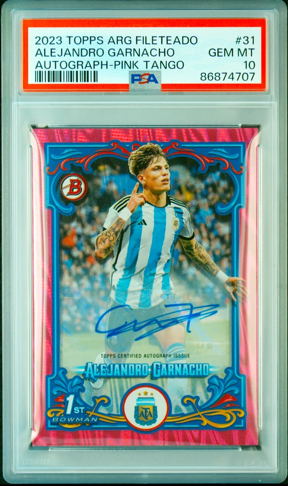PSA 10 TOPPS Fileteado Alejandro Garnacho #31 Pink Tango Auto RC 2023 - Image 1 of 2