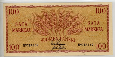 Finland Banknote 1957 100 Markkaa - FREE SHIPPING! #3011 Cover