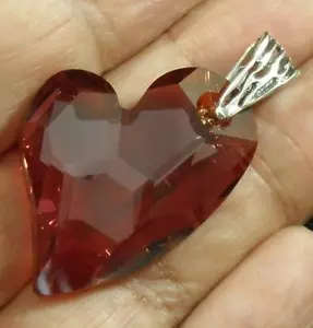 Avilagems Heart Swarovski kristallrot Magma 0,925 Sterlingsilber Anhänger Kaution - Bild 1 von 5
