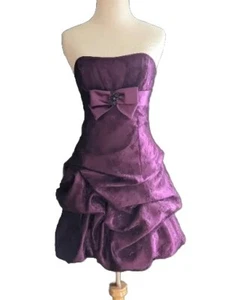 Vintage 80s Jessica McClintock Strapless Purple Lace Hoco Party Formal Dress Sz1 - Picture 1 of 8