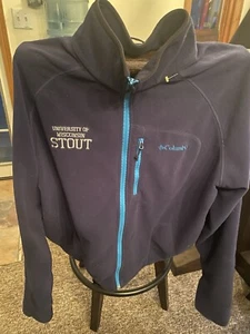 University of Wisconsin Stout Fleece Pullover Size XXL Full Zip Navy Blue - Picture 1 of 4