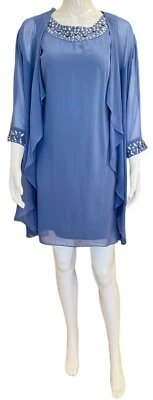 Ignite Evenings $139 Chiffon Beaded Crew Neck 2-Piece Jacket Dress Size 8P NWT - Image 1 of 4