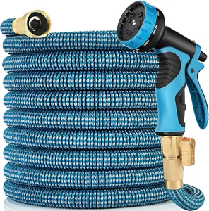 Expandable Garden Hose 100 Ft with 10 Function Nozzle Sprayer, Lightweight Flexi - Picture 1 of 7