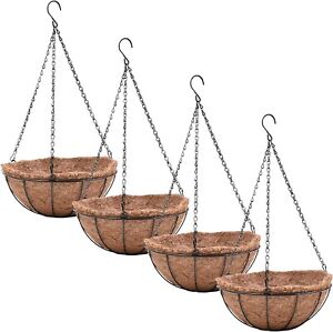 4 Pack Hanging Planter Basket with Coco Coin Liner 8 Inch Hanging Flower Pots