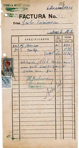 Romania, 1943, Vintage Invoice / Receipt - Revenue / Fiscal Stamps / Cinderellas - Picture 1 of 1