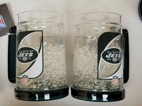 NFL New York Jets 16oz Crystal Freezer Mug, NEW Cover