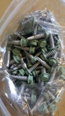 #14 x 7/8" VERDE CLARO COMO NUEVO Autoperforador Chapa Tornillos de Construcción SDHH BOLSA 250 Foto 1 de 2