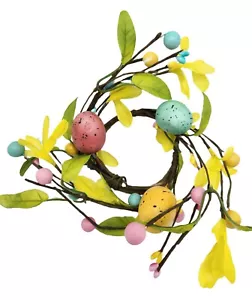 EV-126R-2 Easter Artificial Candle Ring 2.5" with Easter Egg and Yellow Flower - Picture 1 of 3