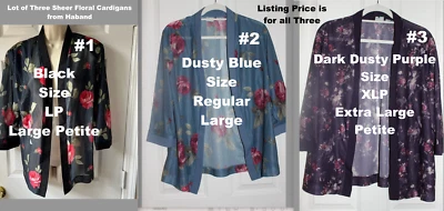 Haband Sheer Cardigan lot of Three Haband Cardigans Floral - Image 1 of 4