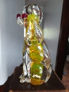 Murano Summerso Art Glass Multicolored Dog Figurine VENETIAN ITALY Vaseline Glow - Picture 1 of 23