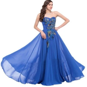 peacock Ladies Peacock Masquerade Party Evening Prom Gowns Bridesmaid Dress hot - Picture 1 of 16