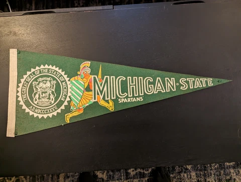 1960’s Vintage Michigan State University Spartans Pennant Cover